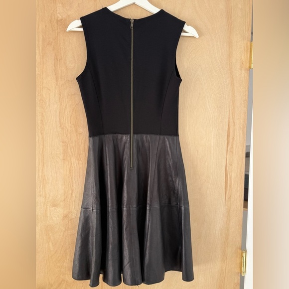 Halogen Black Sleeveless A-line Leather Mini Dress - Picture 9 of 12